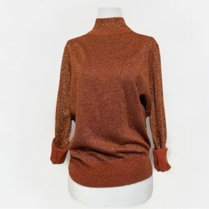Vintage Preston & York Shimmering Bronze Turtleneck Sweater